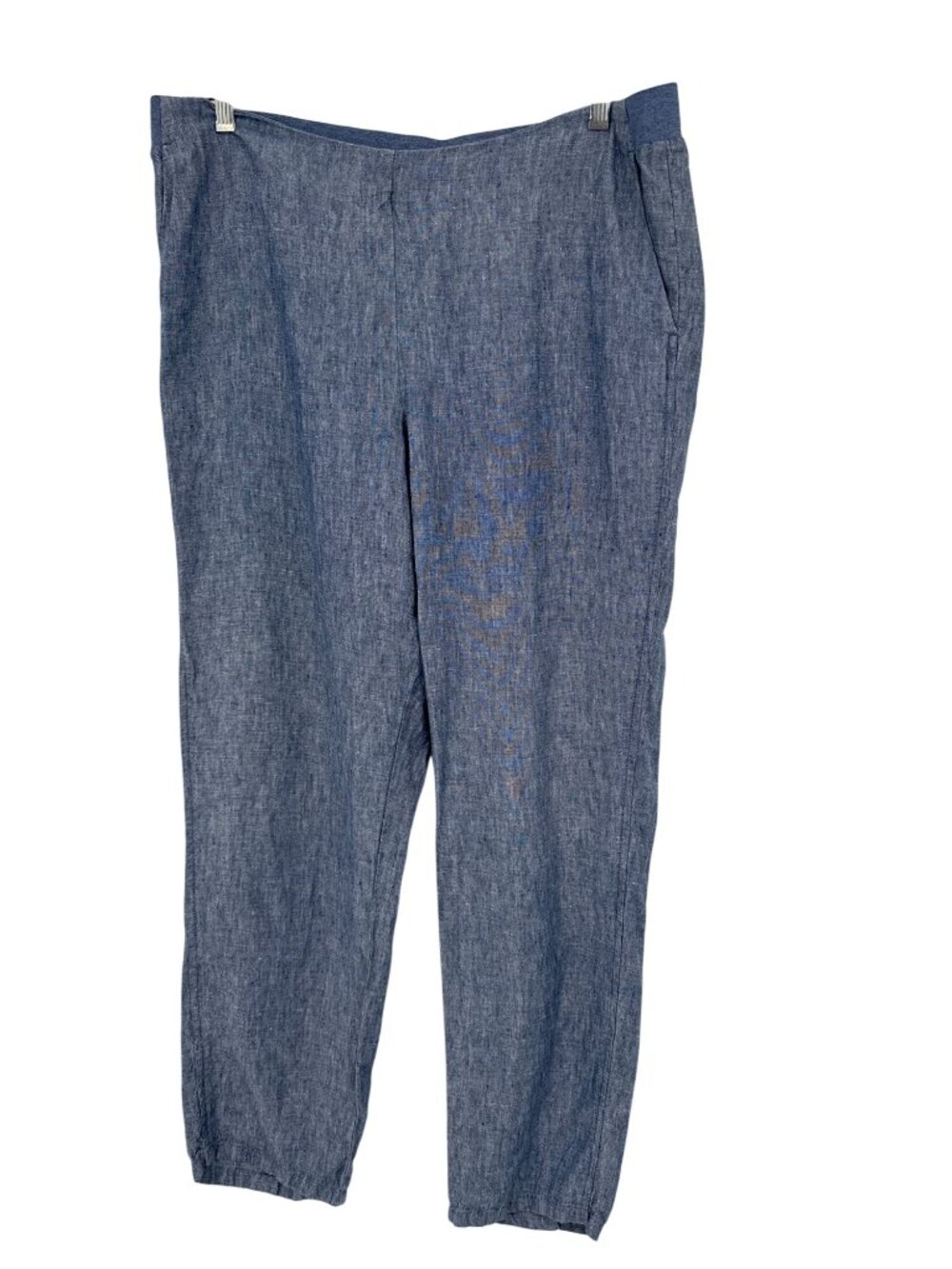 J.Jill Womens Linen ankle Pants Blue pockets  Size Large Made In India